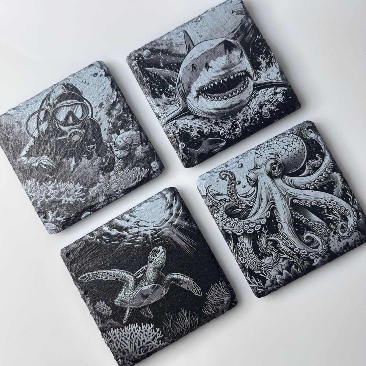 Under the Sea Slate Coasters - Set of 4 - GameOn.games