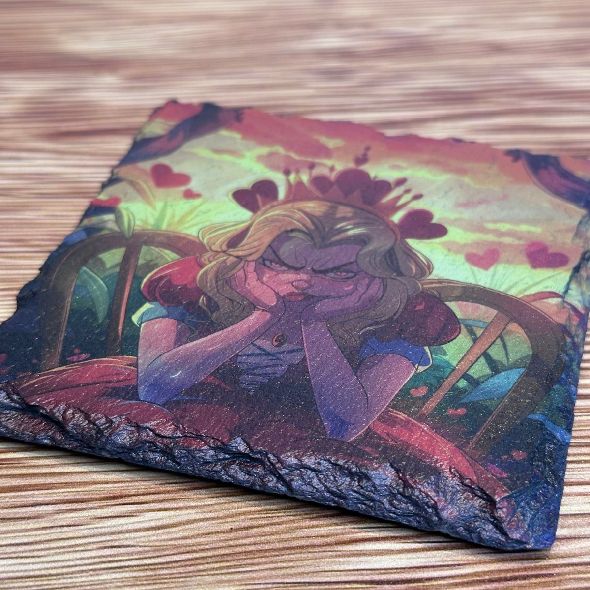 Alice in Wonderland Anime Style Slate Coaster - Queen of Hearts - GameOn.games