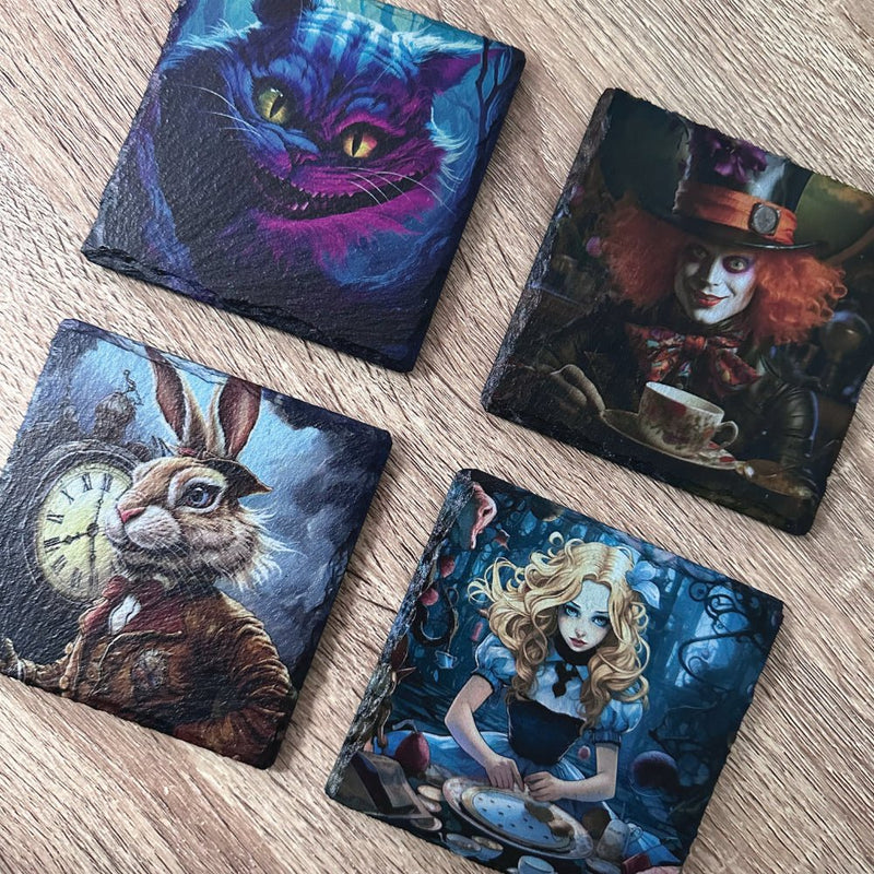 Alice in Wonderland Slate Coasters - Set of 4 - GameOn.games