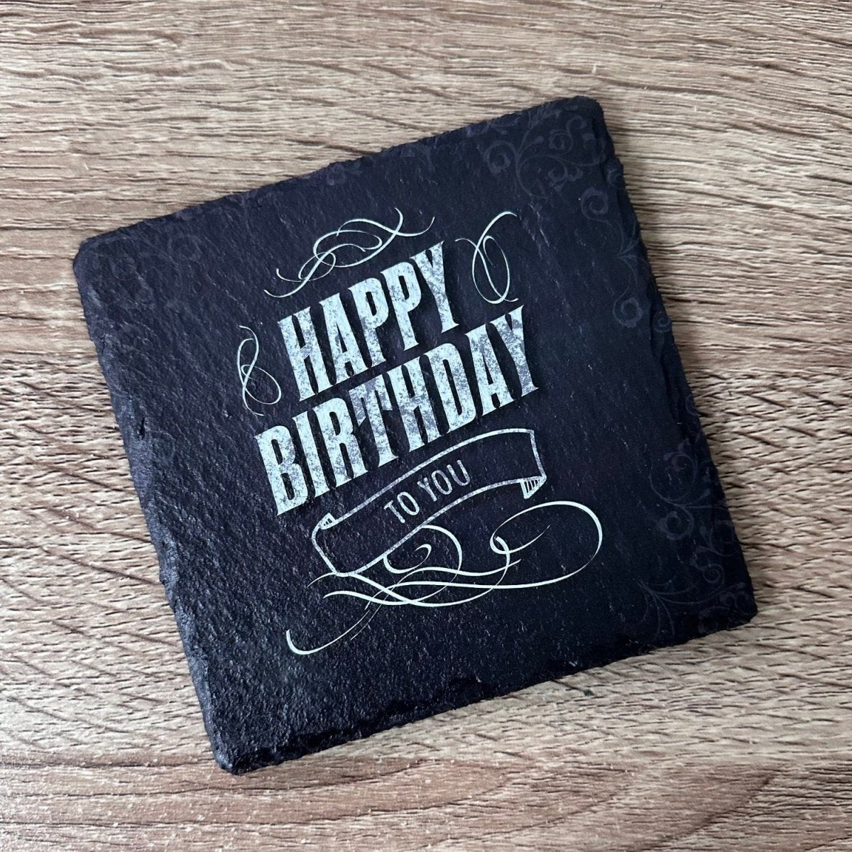Birthday Slate Coasters - Happy Birthday Black - GameOn.games
