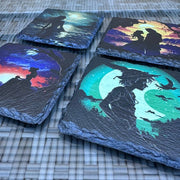 Fairytale Silhouette Slate Coasters - Snow White with the Apple - GameOn.games