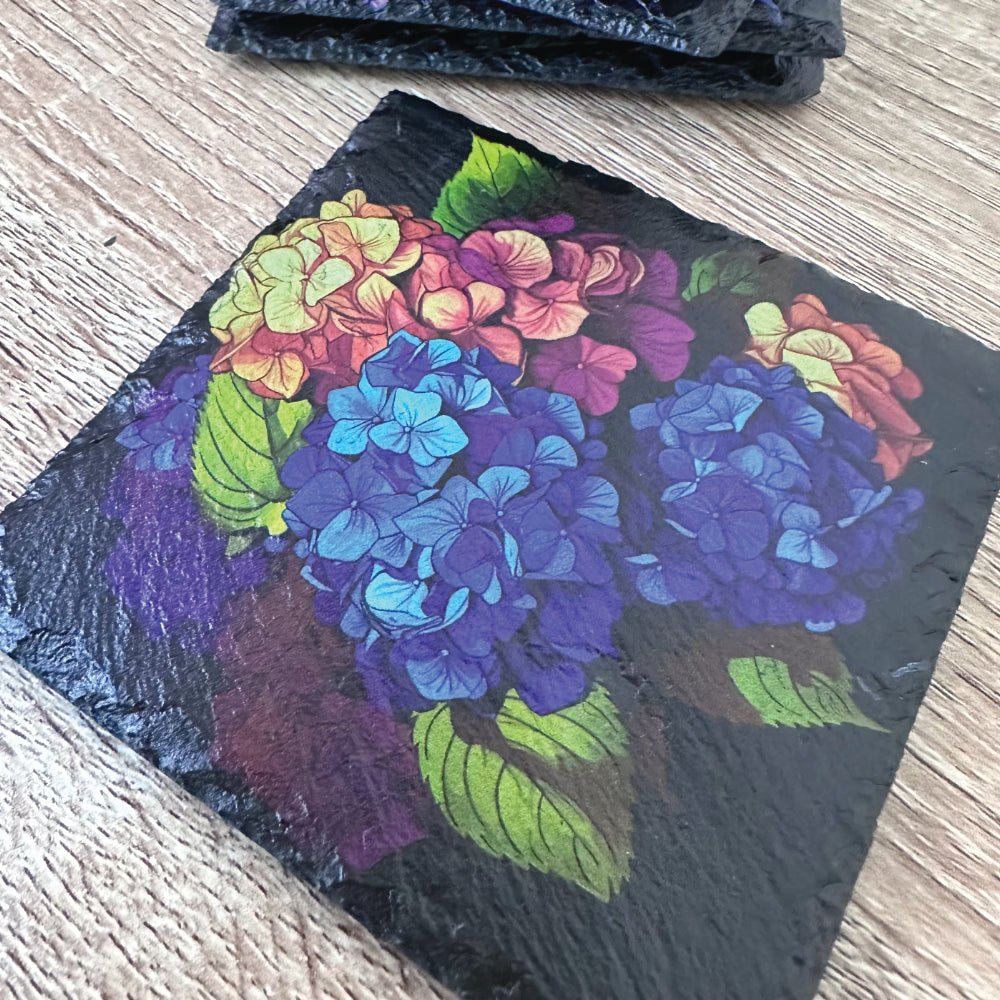 Flowers Slate Coasters - Hydrangea - GameOn.games