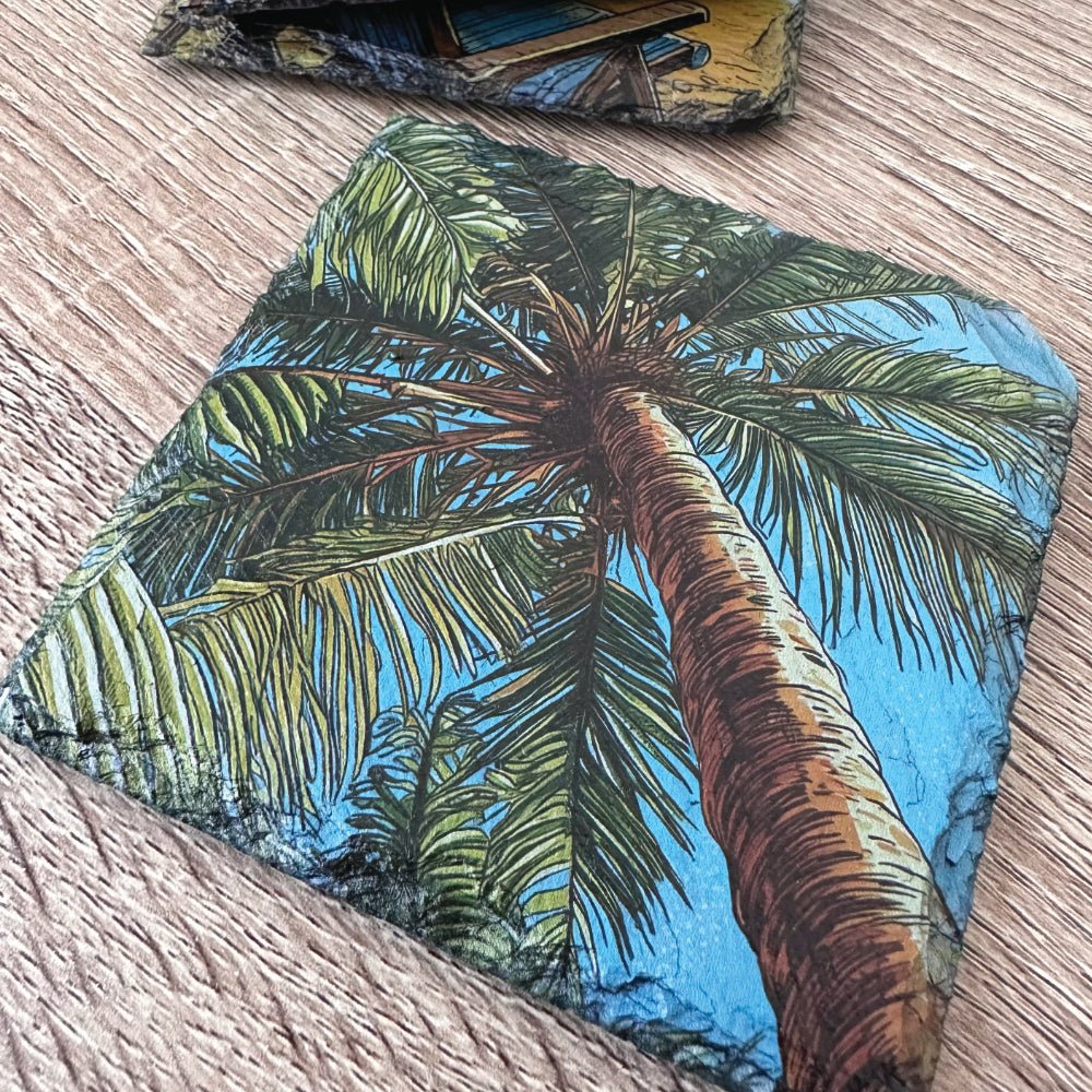 Summer Slate Coasters - Palm Tree - GameOn.games