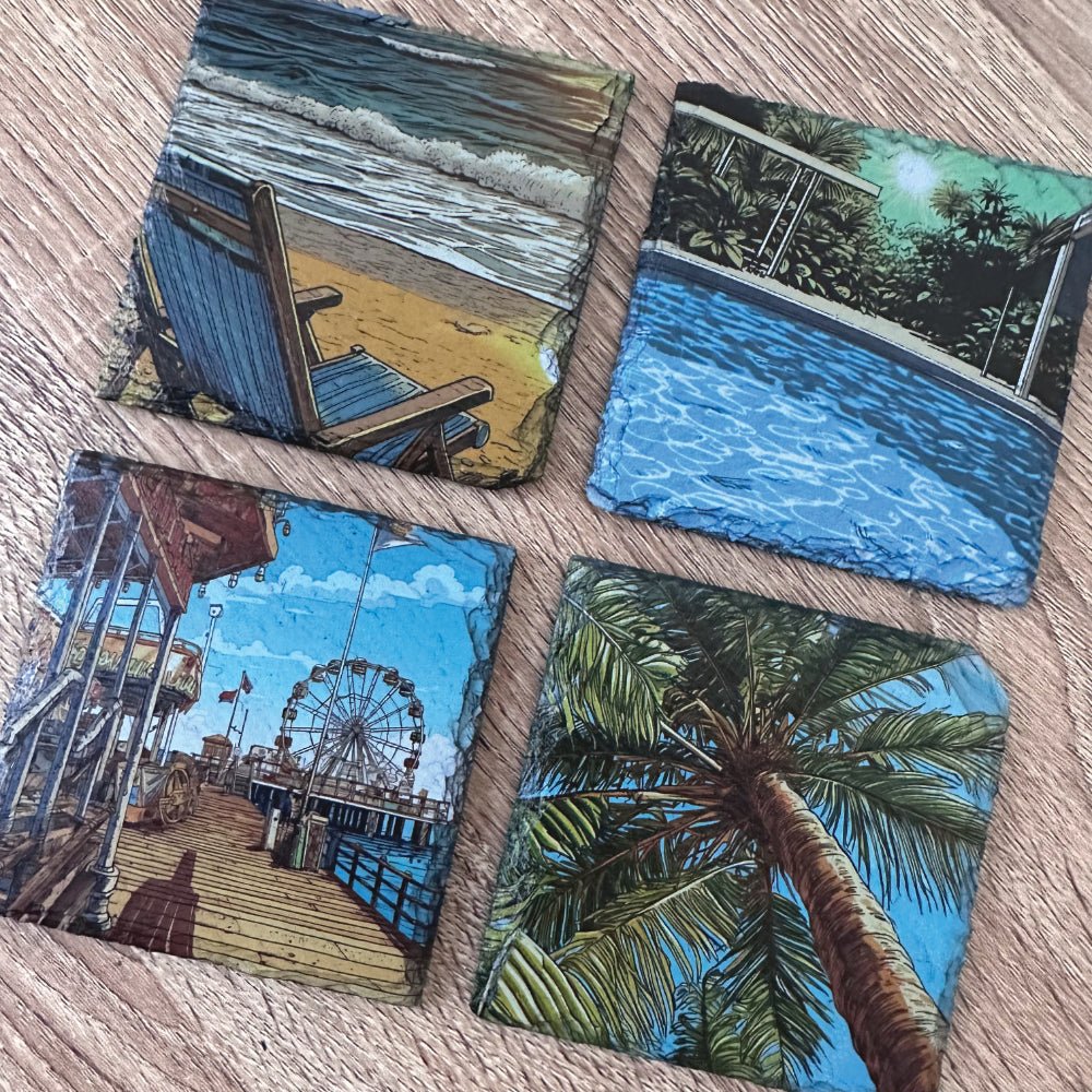 Summer Slate Coasters - Palm Tree - GameOn.games