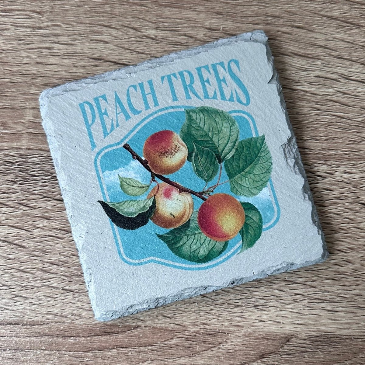 Vintage Fruit Slate Coasters - Peach Trees - GameOn.games