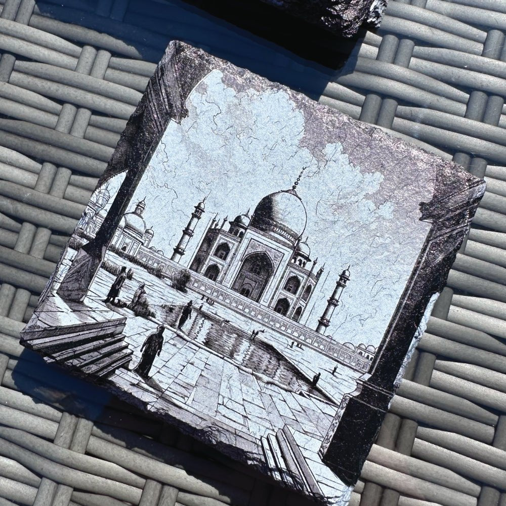 Wonders of the World Slate Coasters - Taj Mahal - GameOn.games