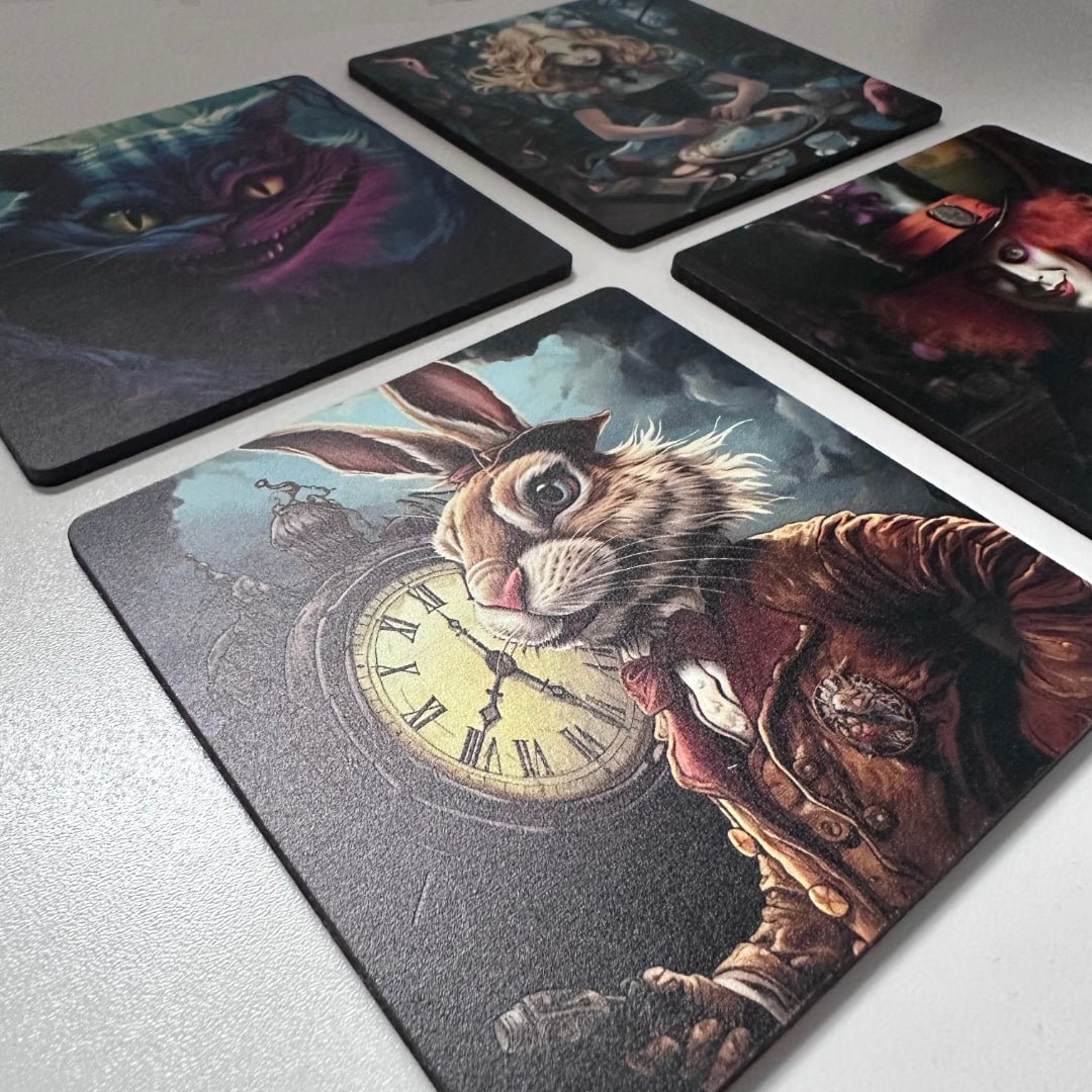 Alice in Wonderland Wooden Coasters - GameOn.games