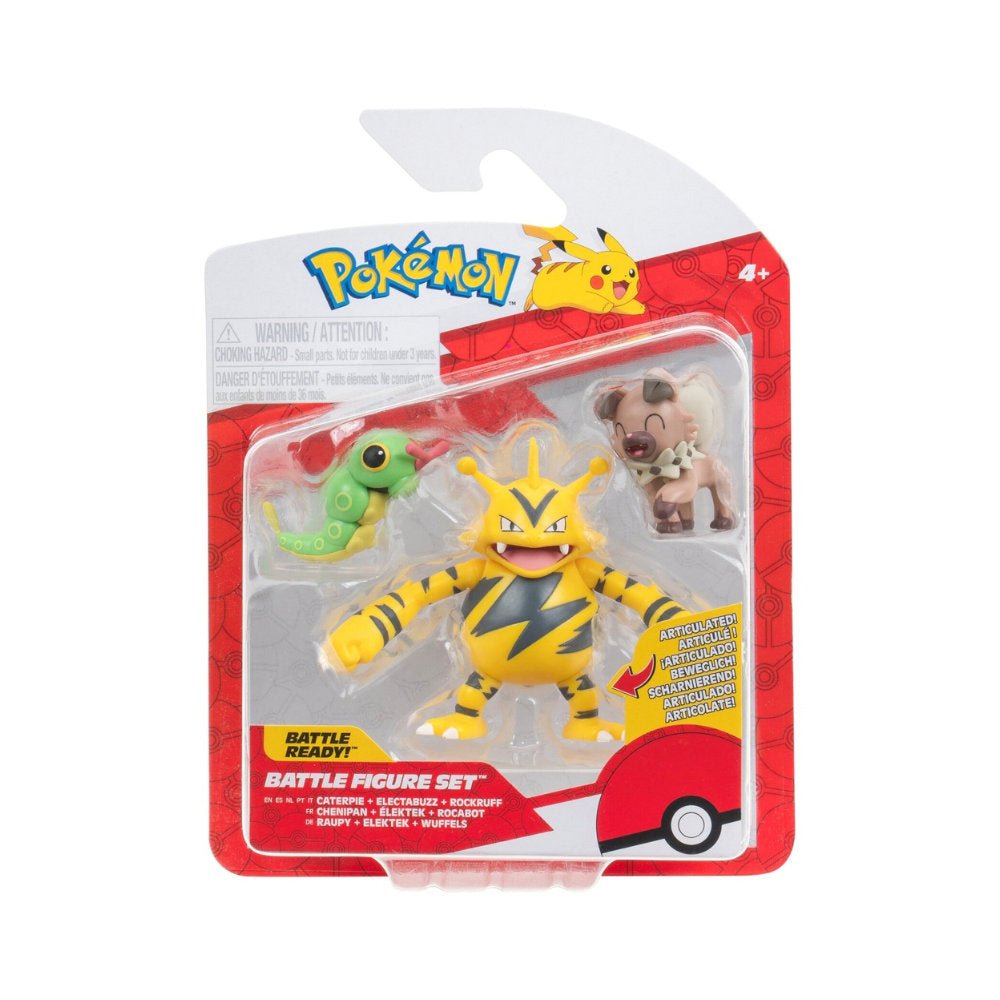 Pokémon 3 - pack Battle Figure - Caterpie, Electabuzz & Rockruff - GameOn.games