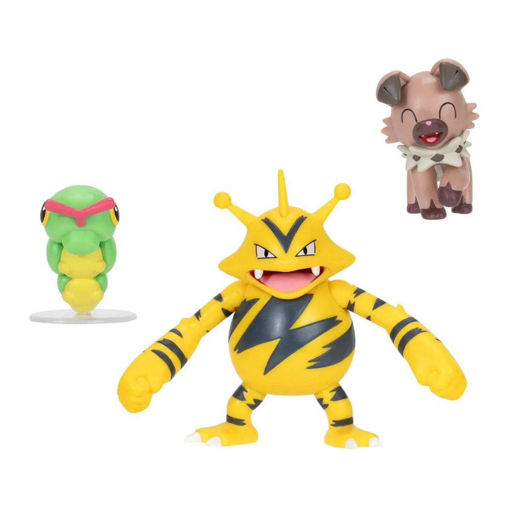 Pokémon 3 - pack Battle Figure - Caterpie, Electabuzz & Rockruff - GameOn.games