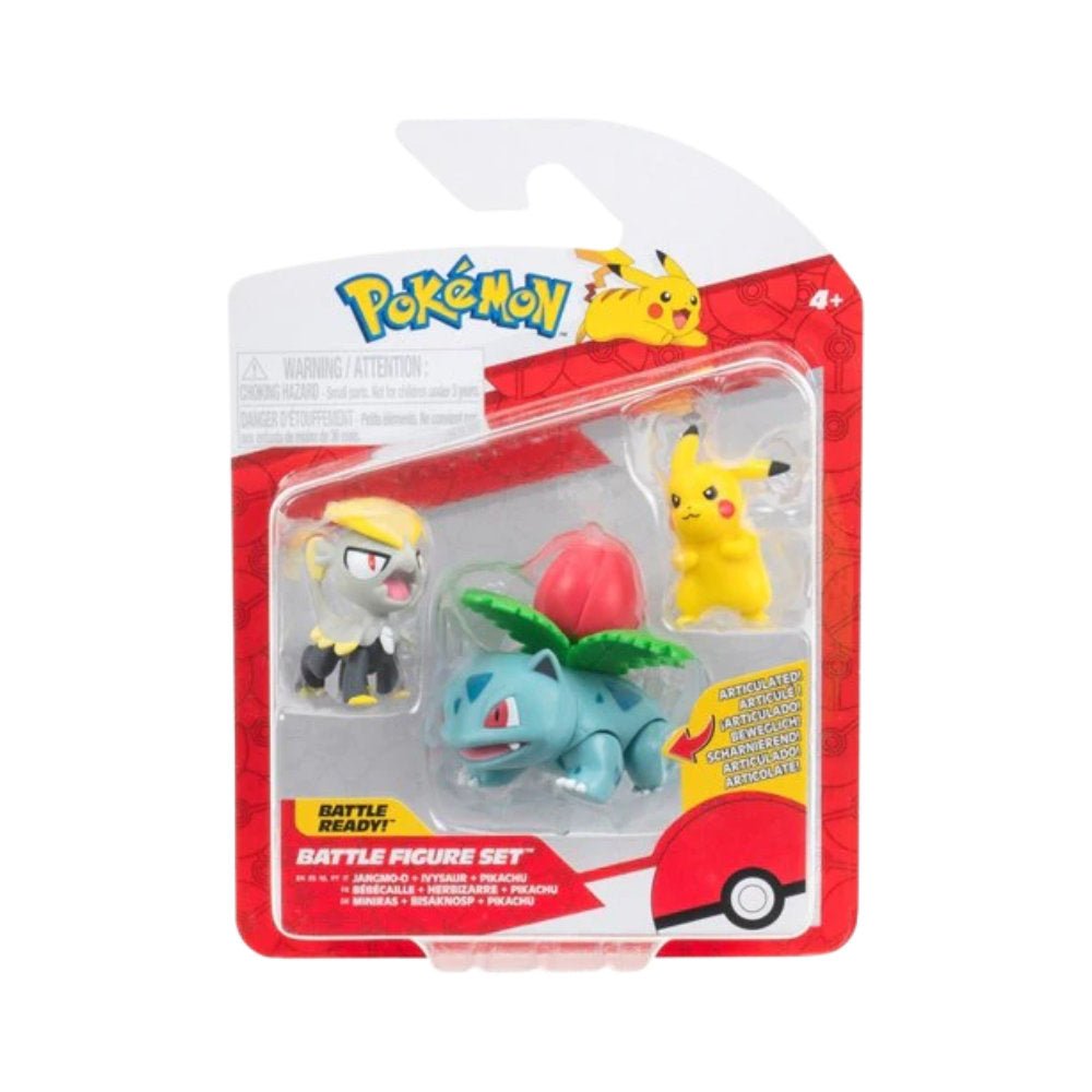 Pokémon 3 - pack Battle Figure - Jangmo - o, Ivysaur & Pikachu - GameOn.games