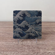 Abstract Slate Coasters - Blue Waves - GameOn.games