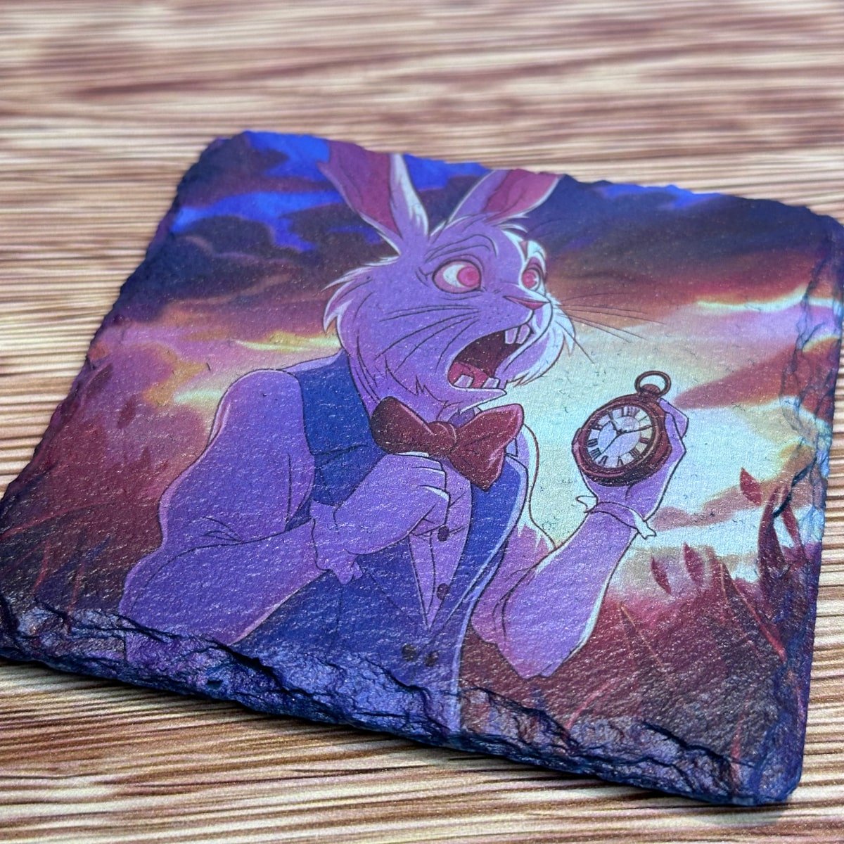 Alice in Wonderland Anime Style Slate Coaster - White Rabbit - GameOn.games