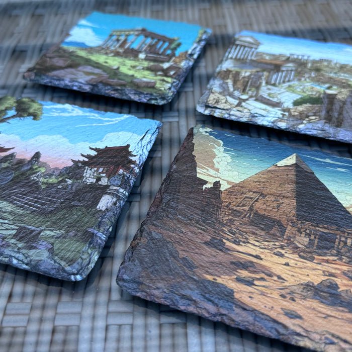 Ancient Ruins Slate Coaster - Ancient China Ruins - GameOn.games
