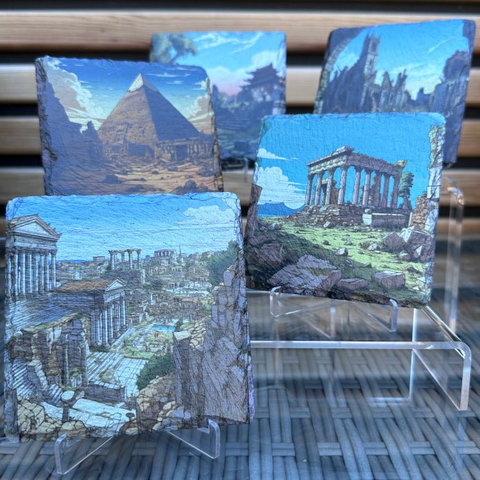 Ancient Ruins Slate Coaster - Ancient Egypt Ruins - GameOn.games