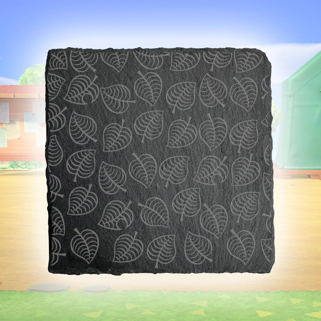 Animal Crossing Leaf Pattern Slate Coaster - GameOn.games