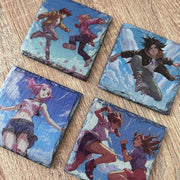 Anime Style Slate Coasters - Anime Boys (Fight) - GameOn.games