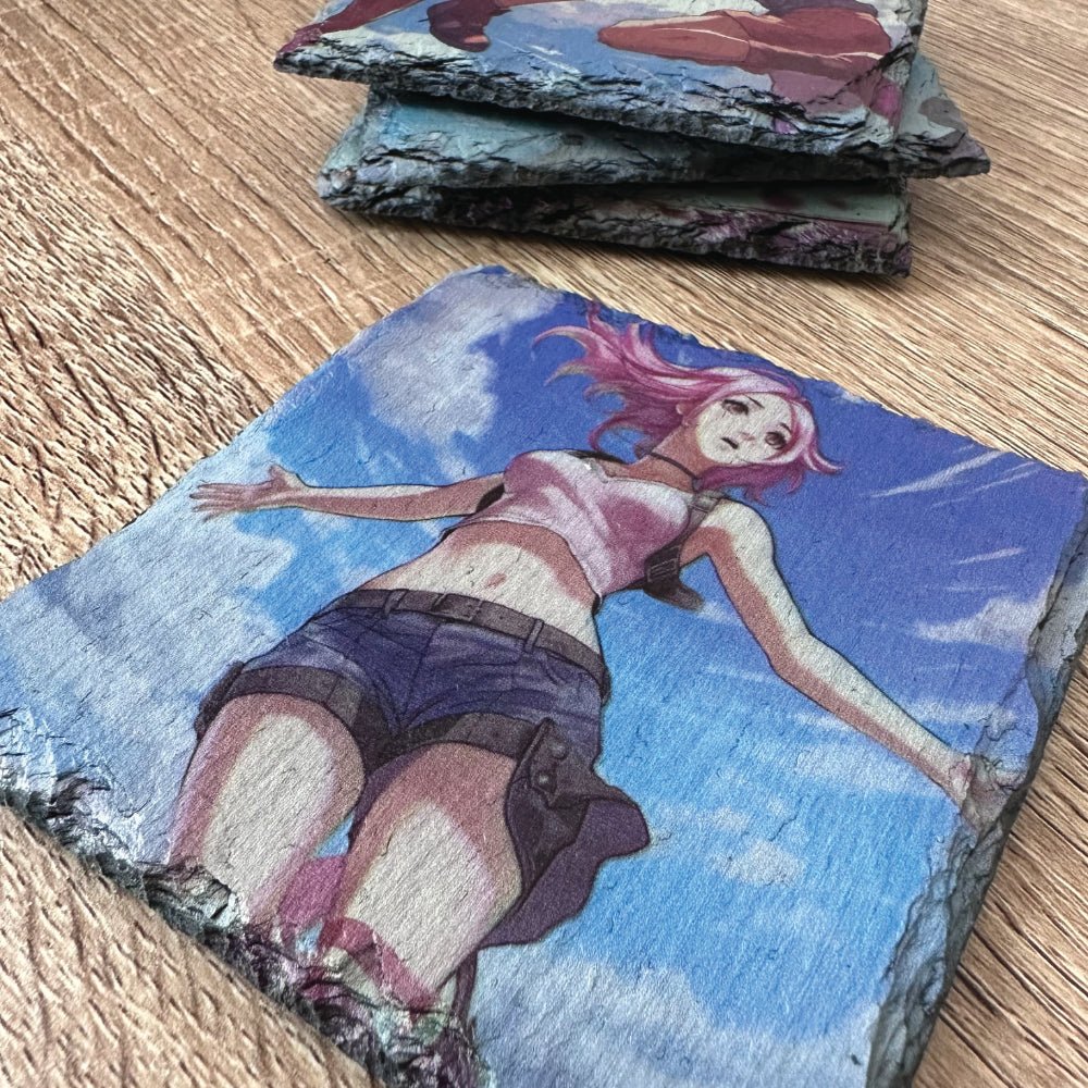 Anime Style Slate Coasters - Anime Girl #1 - GameOn.games