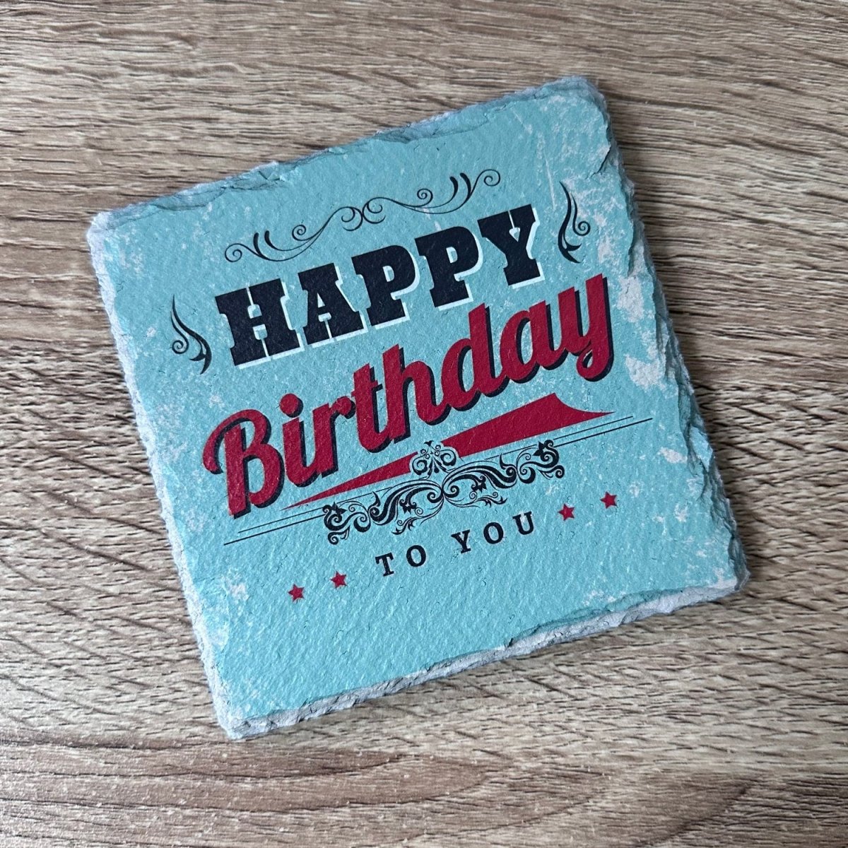 Birthday Slate Coasters - Happy Birthday Blue - GameOn.games