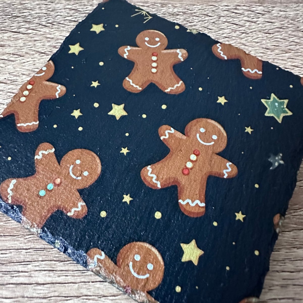 Christmas Patterns Slate Coasters - Gingerbread Man - GameOn.games