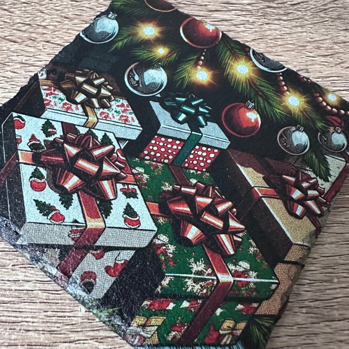 Christmas Slate Coasters - Gifts Under The tree #2 - GameOn.games