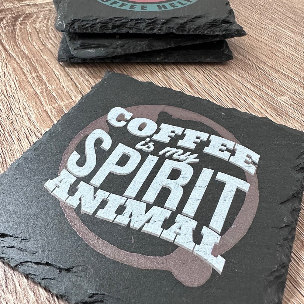 Coffee Time Slate Coasters - Coffee Is My Spirit Animal - GameOn.games
