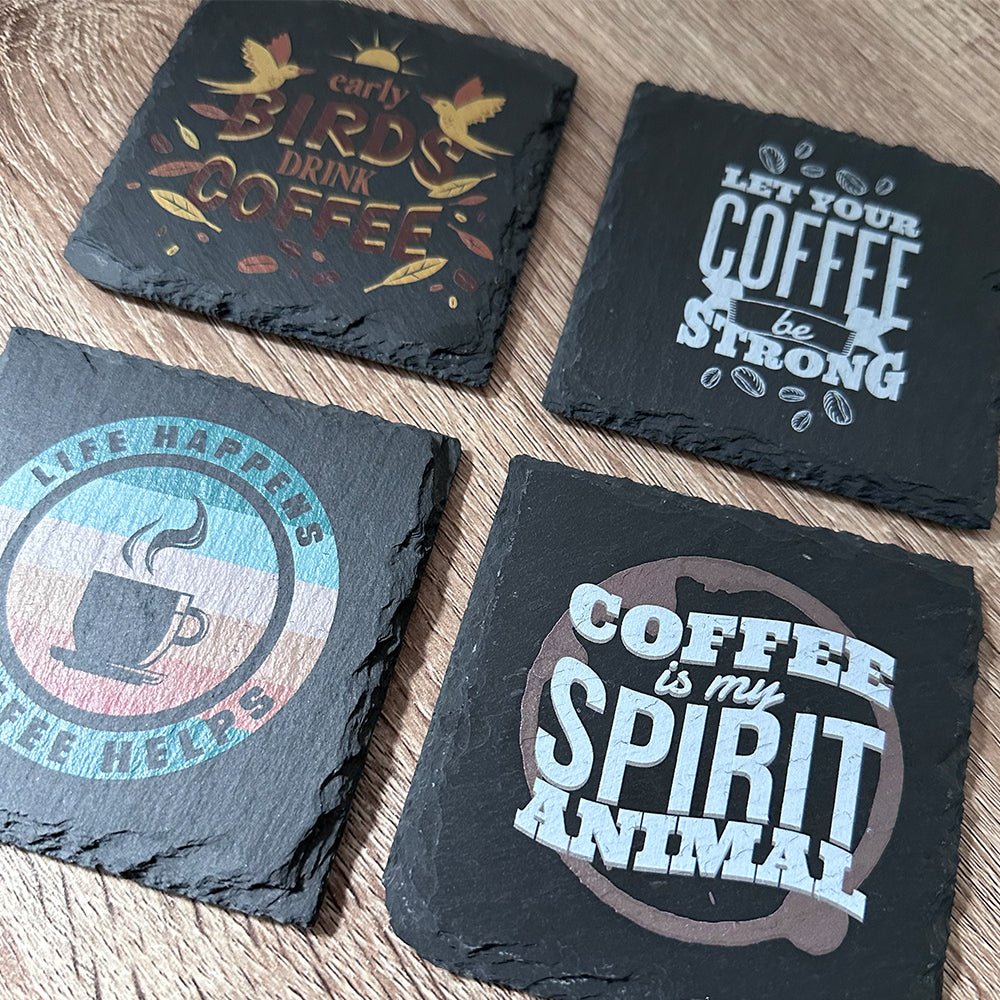 Coffee Time Slate Coasters - Coffee Is My Spirit Animal - GameOn.games