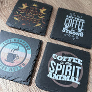 Coffee Time Slate Coasters - Early Birds Drink Coffee - GameOn.games