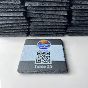 Custom Business Table Number & QR Code Slate Coasters - Bulk Order Options - GameOn.games