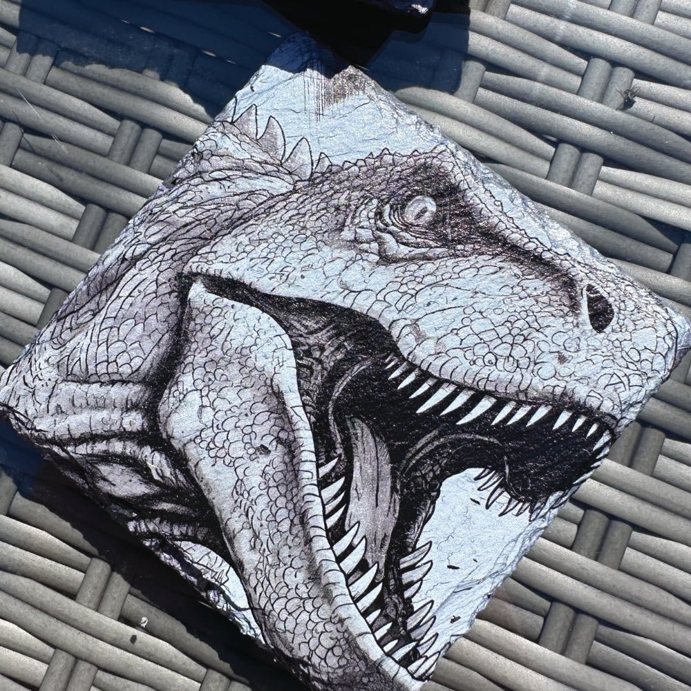 Dinosaur Slate Coasters - Tyrannosaurus Rex - GameOn.games