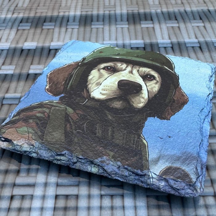 Dogs with Jobs Slate Coasters - Army Dog - GameOn.games