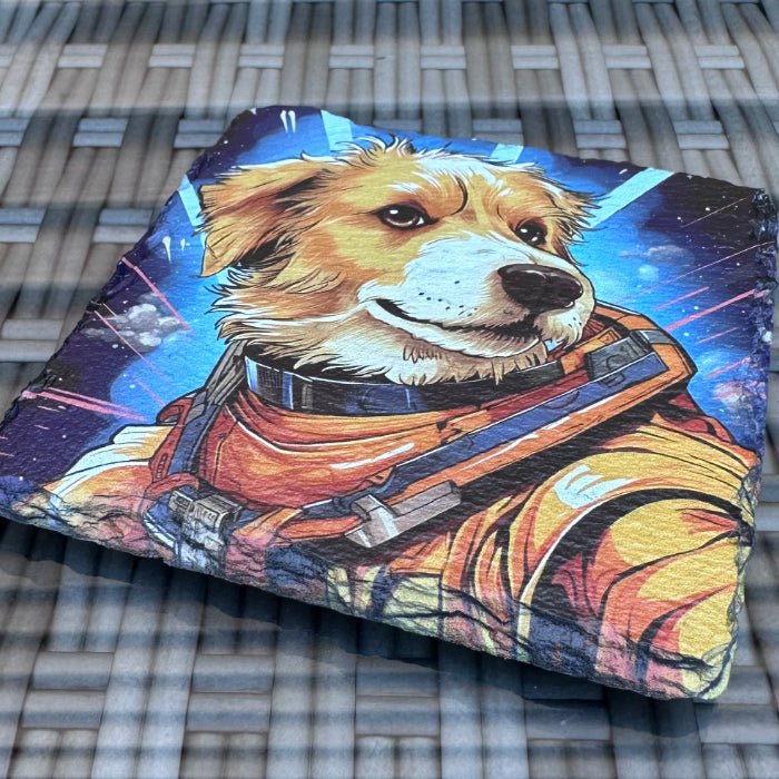 Dogs with Jobs Slate Coasters - Astronaut Dog - GameOn.games