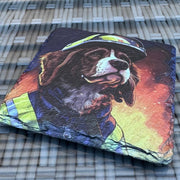 Dogs with Jobs Slate Coasters - Fireman Dog #1 - GameOn.games