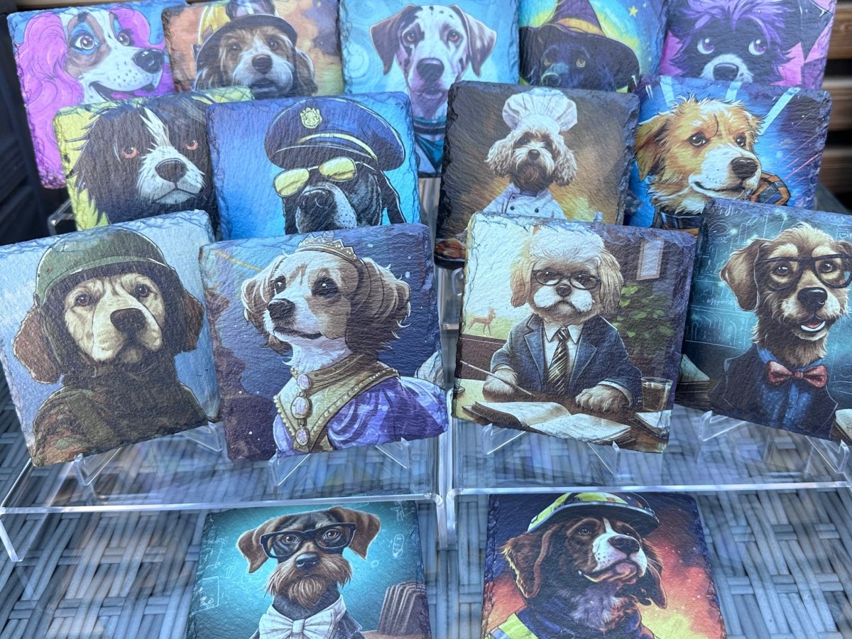 Dogs with Jobs Slate Coasters - Princess Dog - GameOn.games