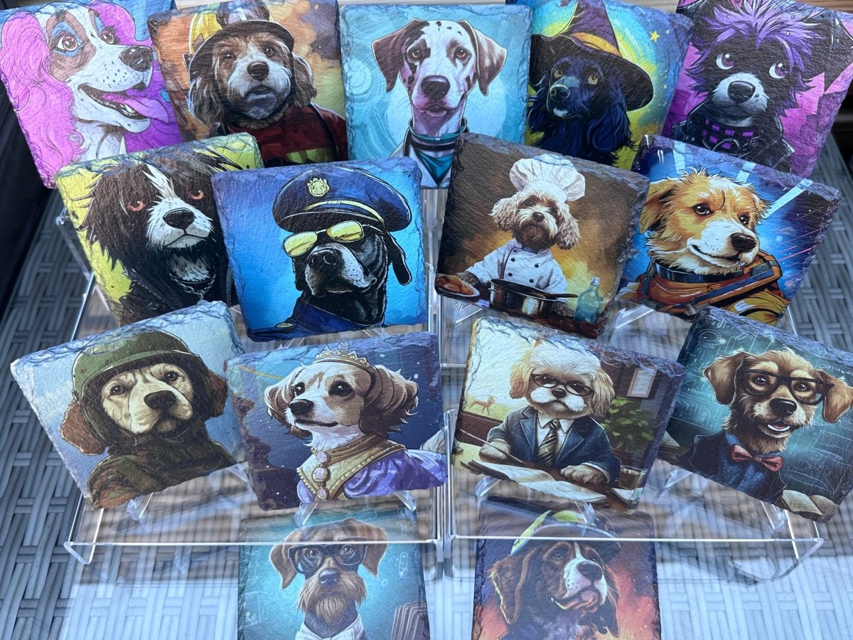 Dogs with Jobs Slate Coasters - Princess Dog - GameOn.games