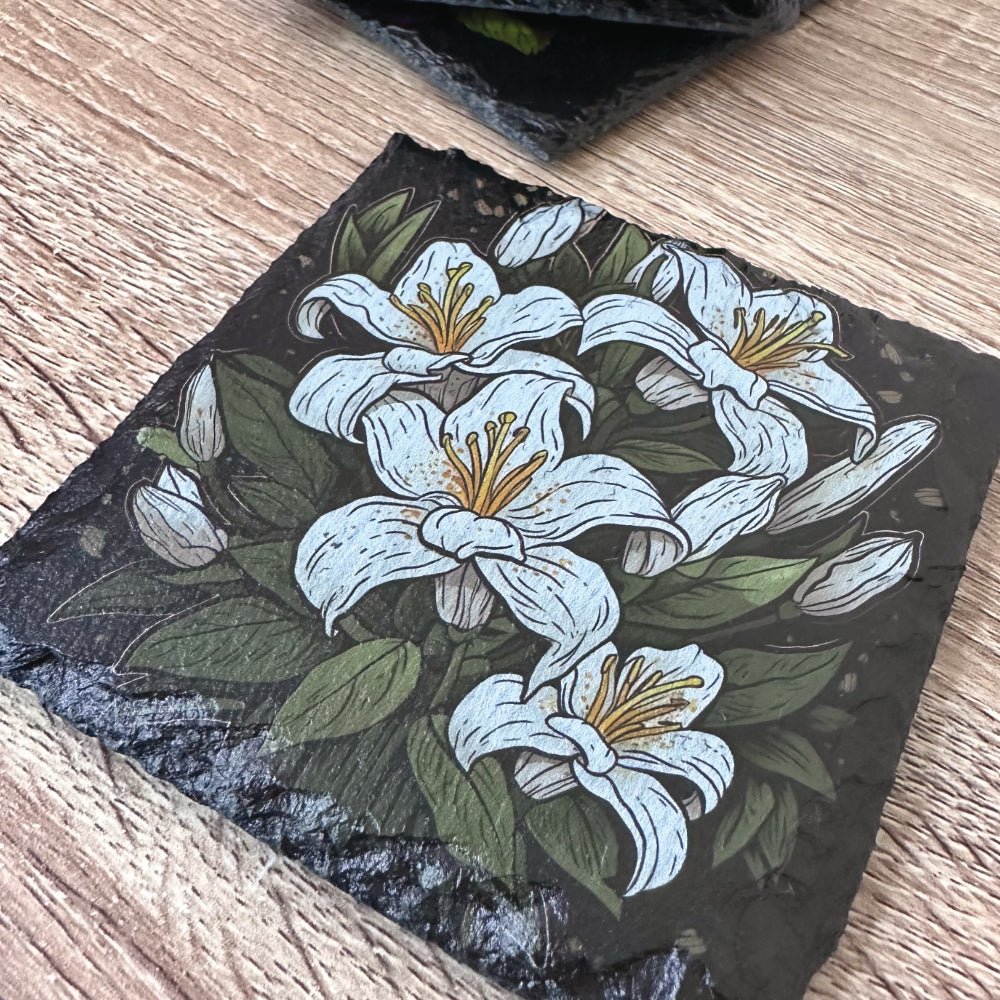 Flowers Slate Coasters - Lily - GameOn.games