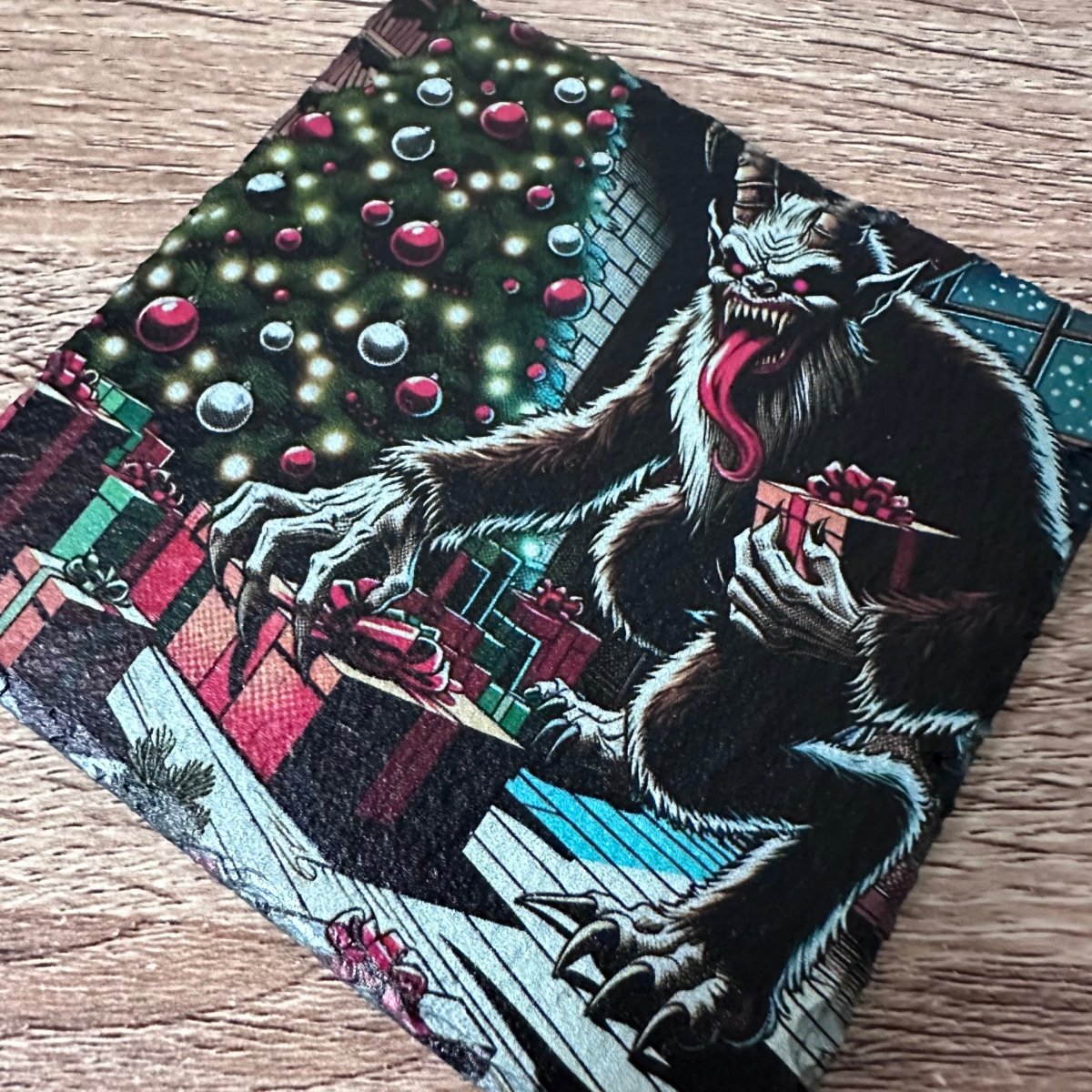 Gothic Christmas Slate Coasters - Krampus - GameOn.games