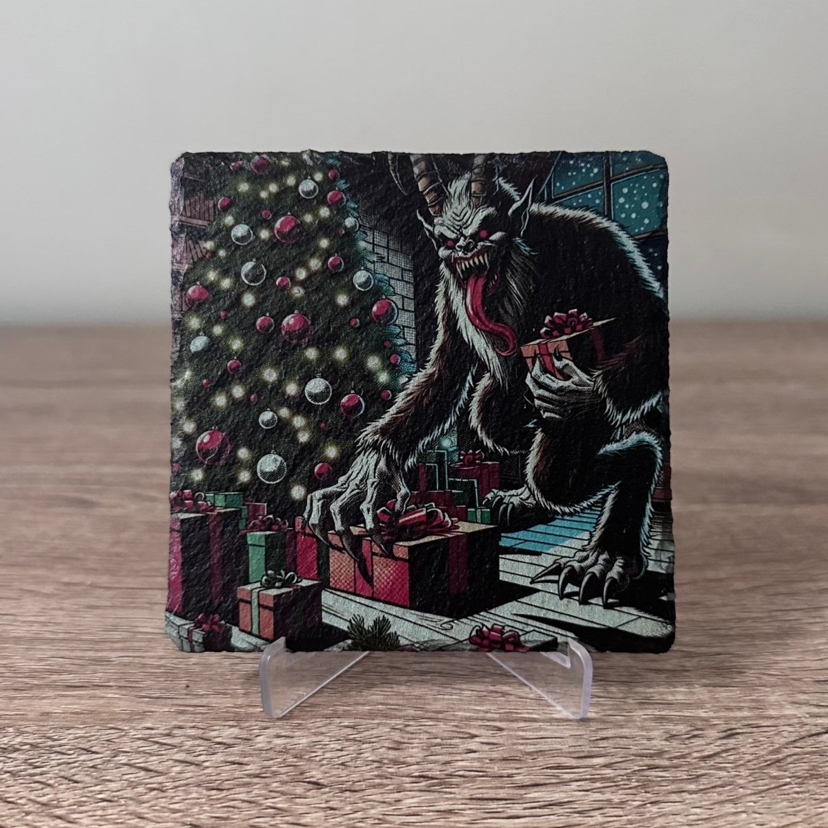 Gothic Christmas Slate Coasters - Krampus - GameOn.games