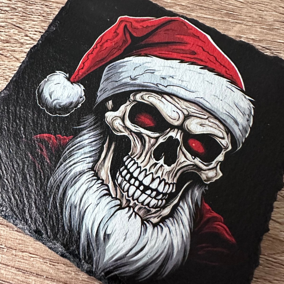 Gothic Christmas Slate Coasters - Santas Skull - GameOn.games