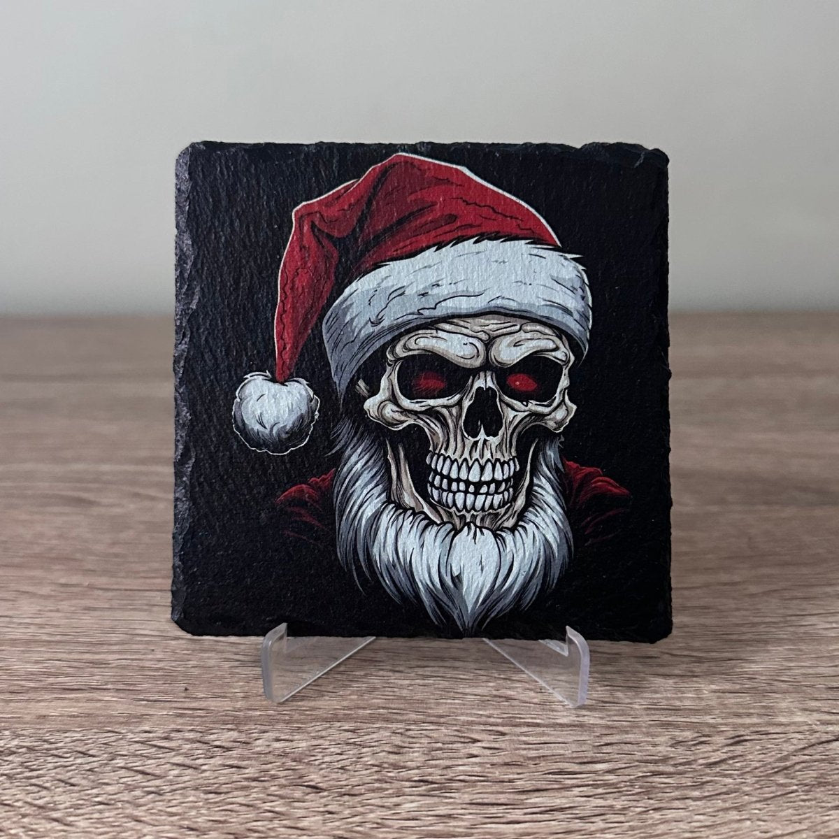 Gothic Christmas Slate Coasters - Santas Skull - GameOn.games