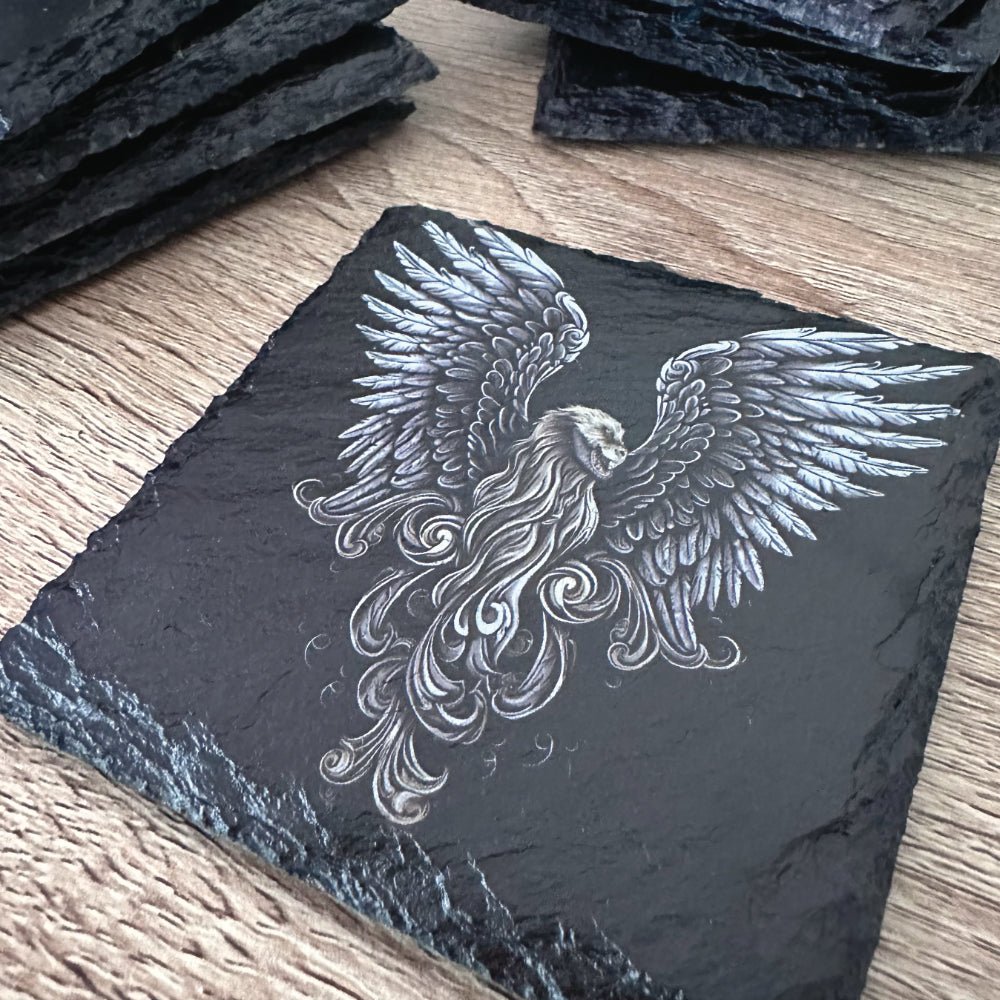 Gothic Tattoo Slate Coasters - Lionel Wings - GameOn.games