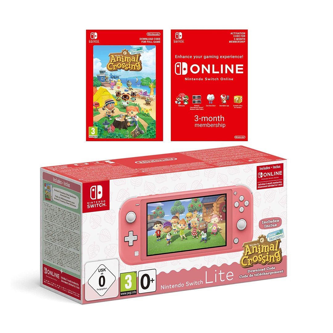 Nintendo Switch Lite Coral + Animal Crossing: New Horizons + 3 Months Online Membership - GameOn.games