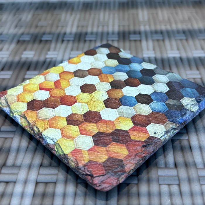 Pattern Slate Coasters - Honeycomb #4 - GameOn.games
