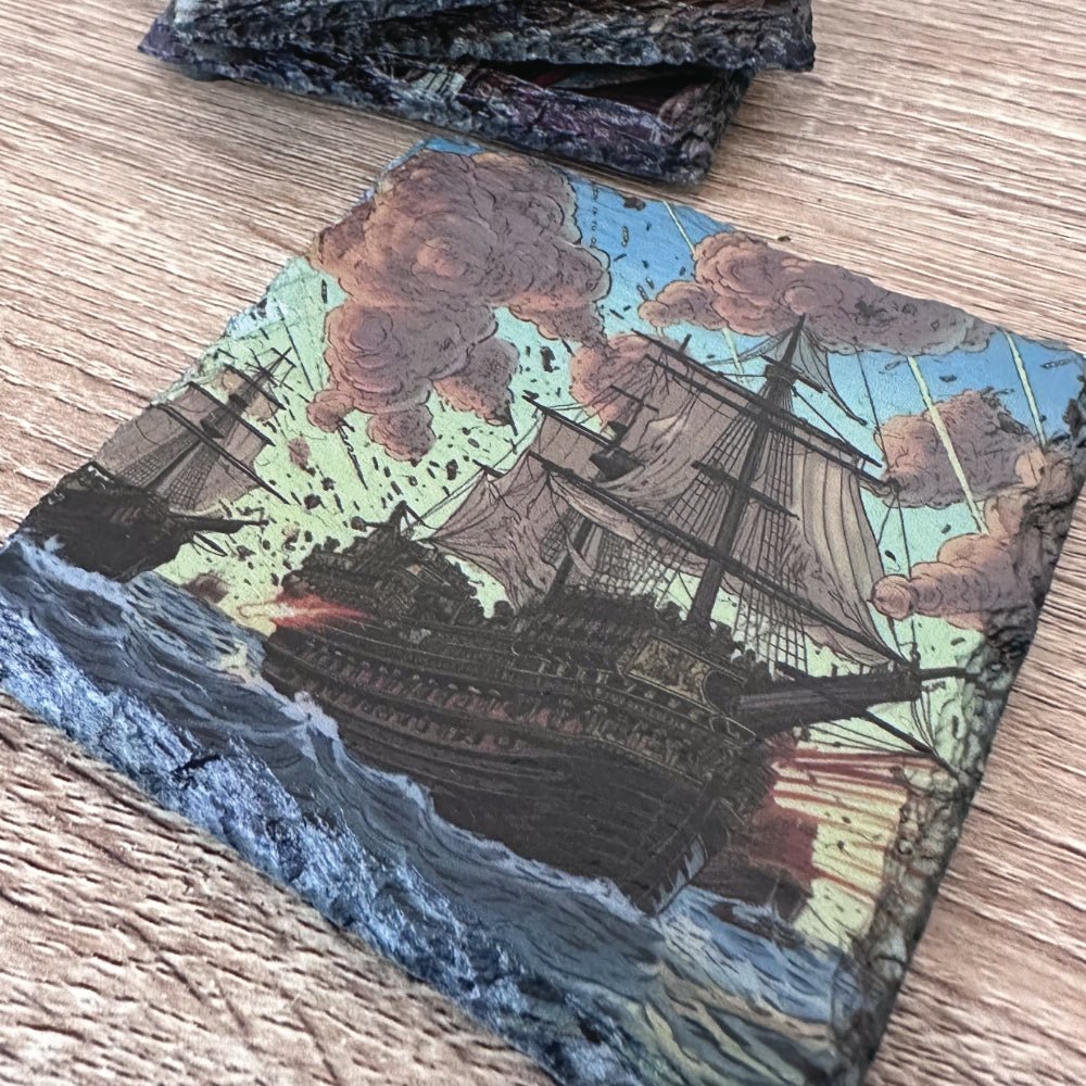 Pirate Slate Coasters - Pirate Ship Battle - GameOn.games