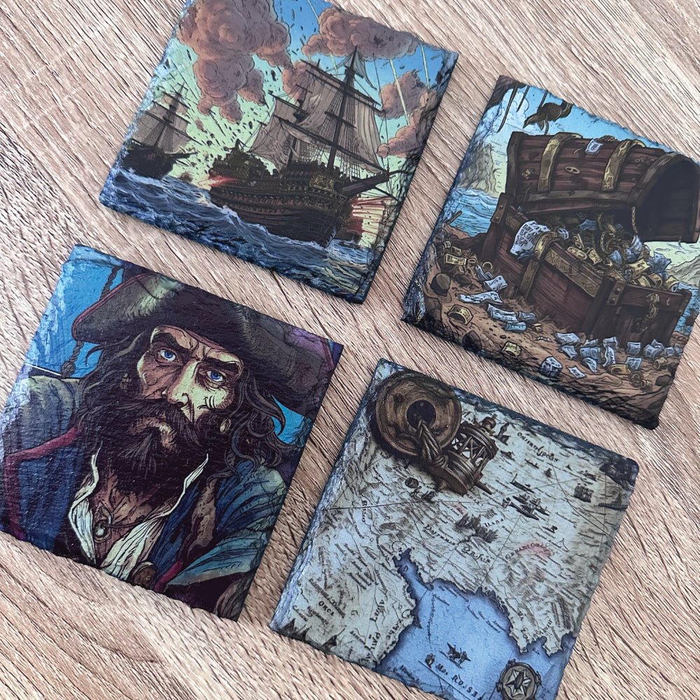 Pirate Slate Coasters - Treasure Map - GameOn.games