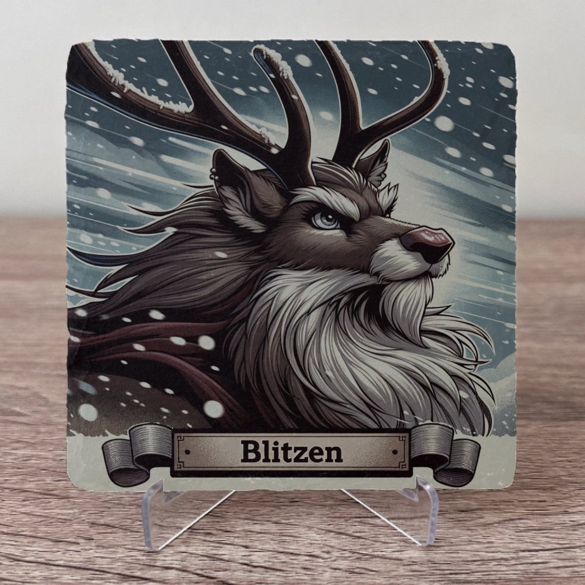 Reindeer Slate Coasters - Blitzen - GameOn.games