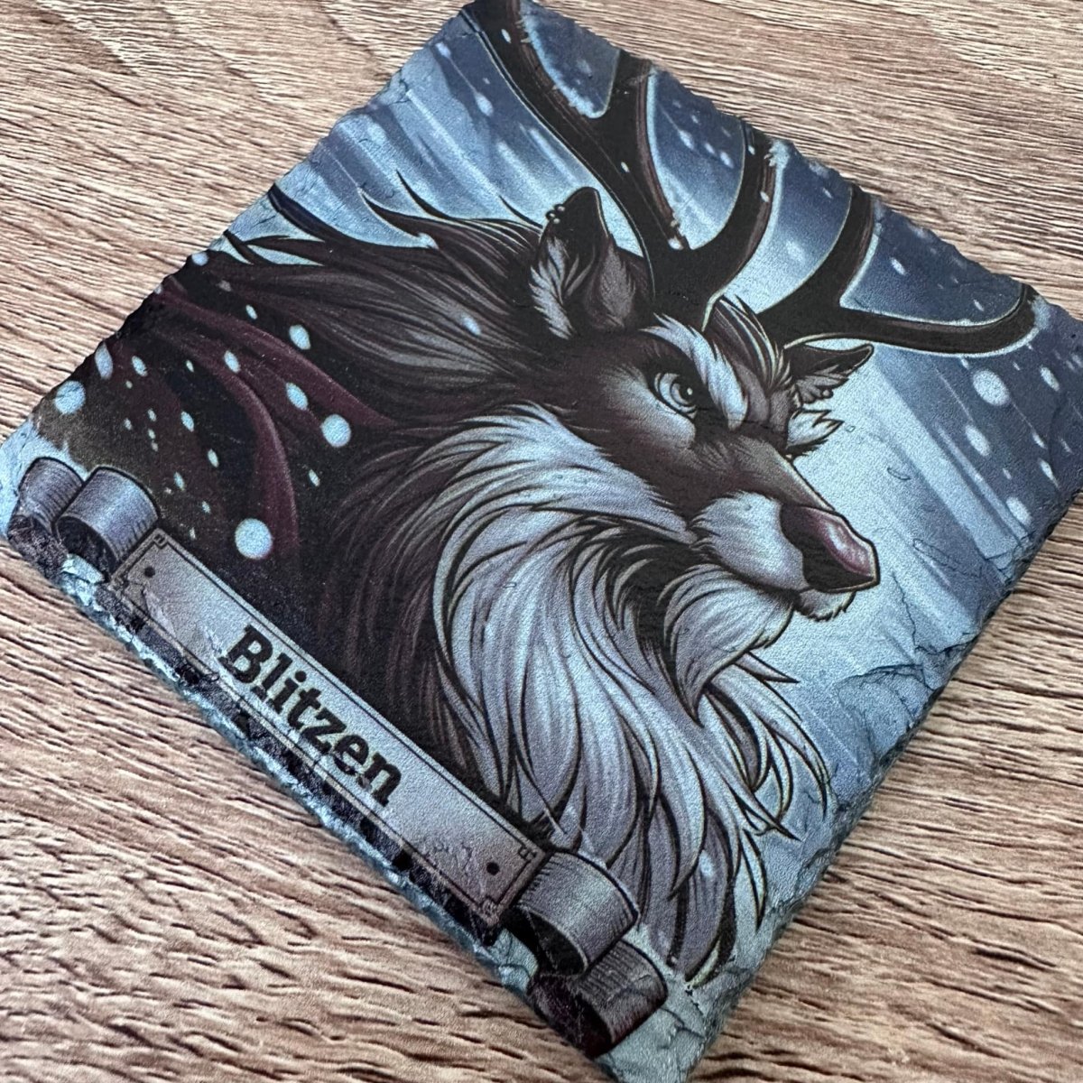 Reindeer Slate Coasters - Blitzen - GameOn.games