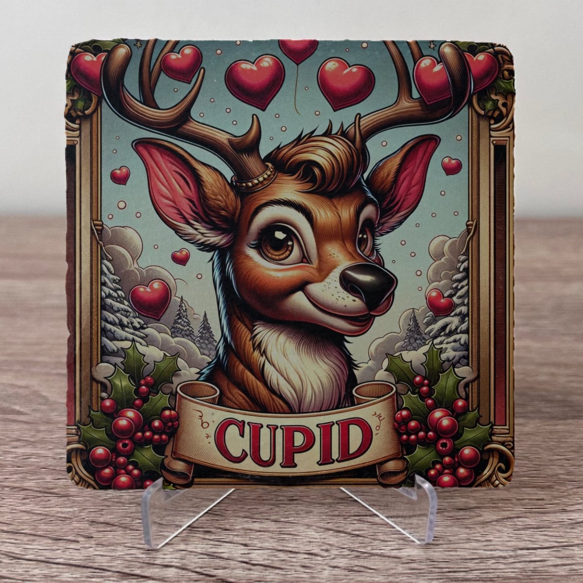 Reindeer Slate Coasters - Cupid - GameOn.games