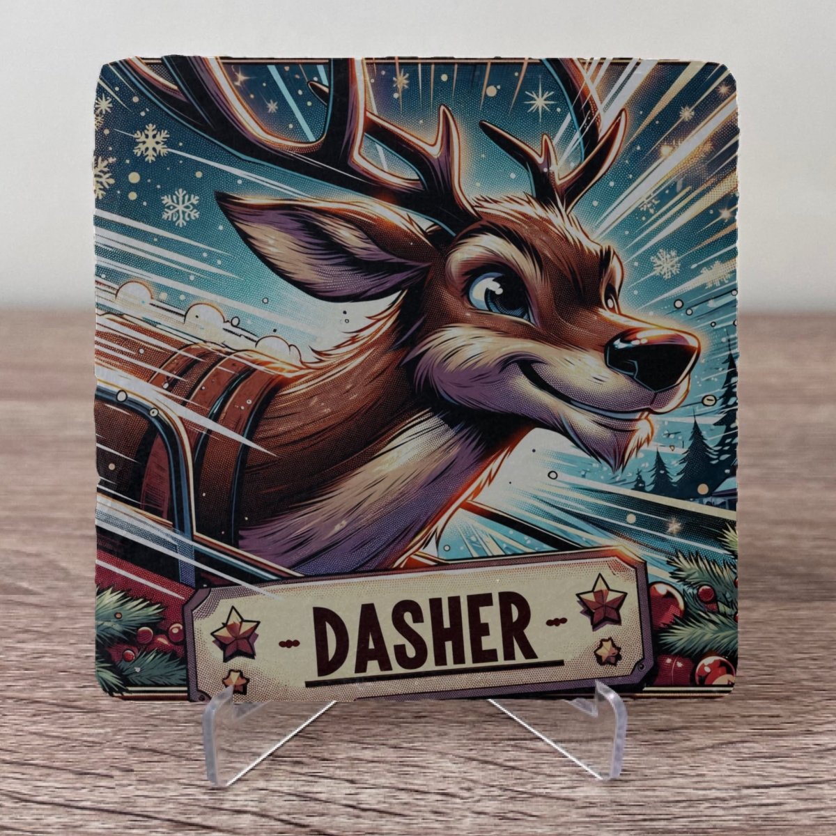 Reindeer Slate Coasters - Dasher - GameOn.games