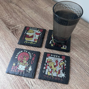 Retro Japanese Food Slate Coasters - Pizza - GameOn.games