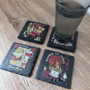 Retro Japanese Food Slate Coasters - Pizza - GameOn.games